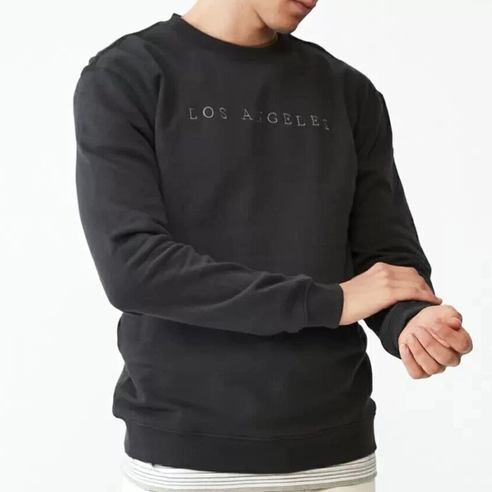 Cotton On Men's Fleece Crewneck Pullover Sweatshirt, Washed Black, XXL